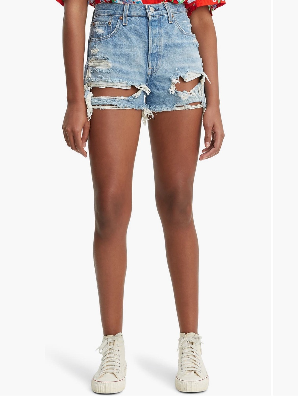 Levi's 501 High Waist Ripped Cutoff Denim Shorts